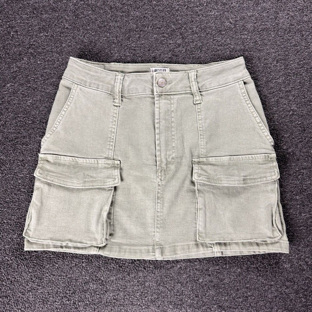 Articles of Society The Devon Green Denim Cargo Skirt Size 0 25 Grunge Punk